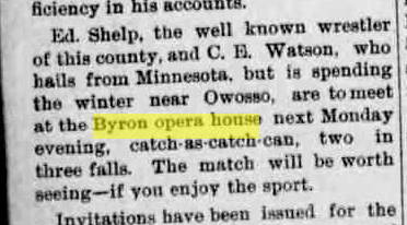 Byron Opera House - 1908 Owosso Times